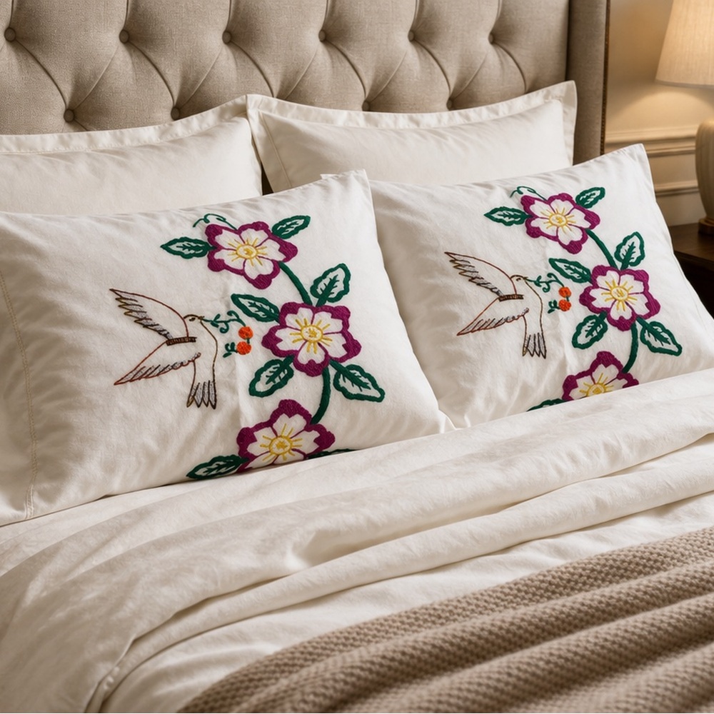 Elegant Embroidered Pillowcases – Handmade Style